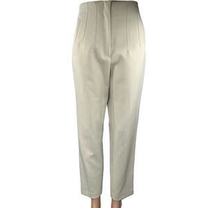 Zara Beige Pleated High Waisted Khaki Chino Straight Trouser Dress Pants Size S